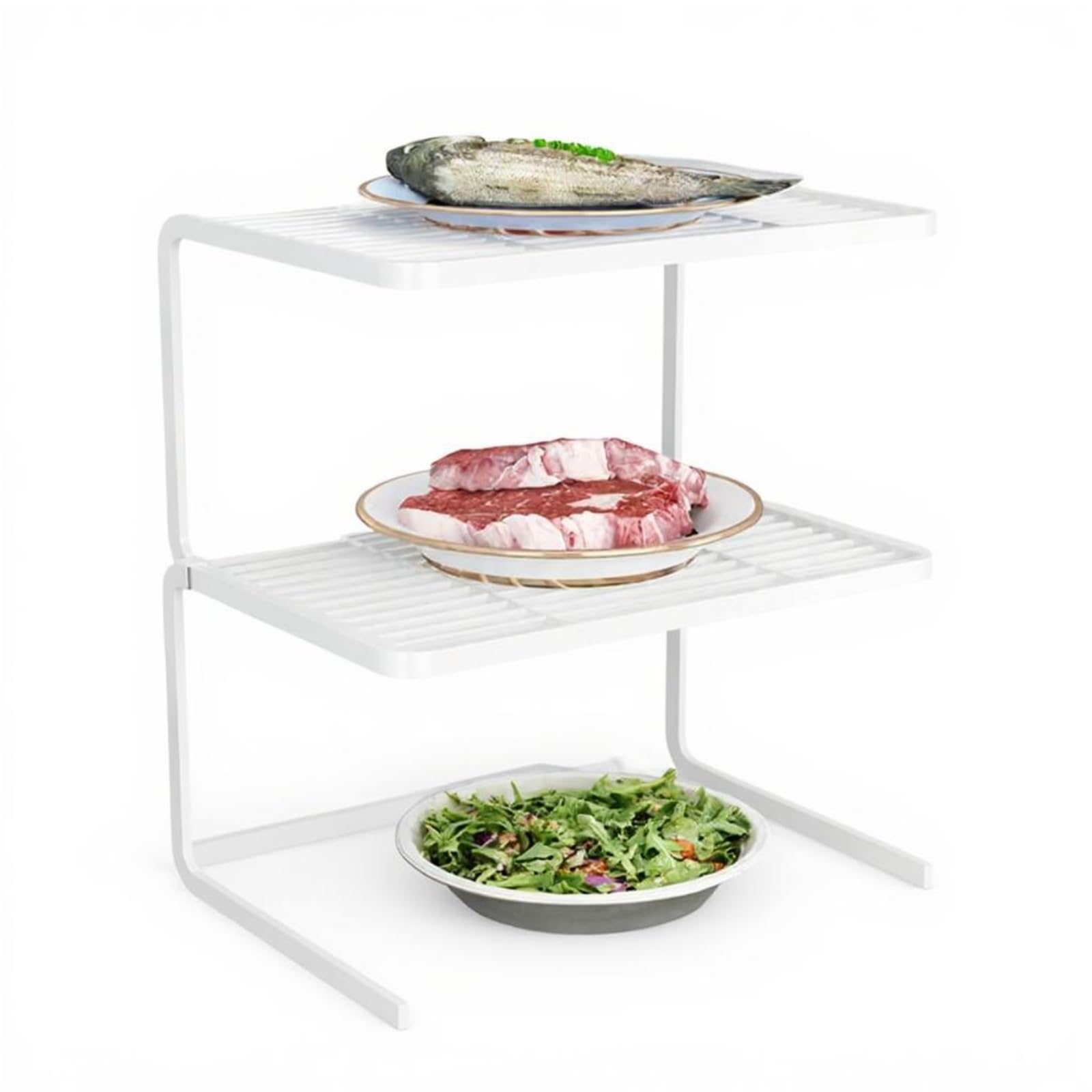 Refrigerator Shelf Organizer, Adjustable Rack, Kitchen Cabinet Storage White Small Tall | Storage Rack for Home | Wall Mounted Rack