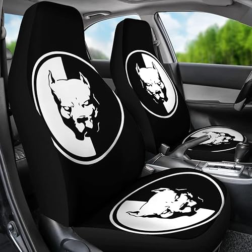 Miniatura 3 de Pit Bull Dog On Black - Fundas de asiento de coche con estampado de perro en negro, fundas de asiento de coche con estampado negro de perro Pit Bull