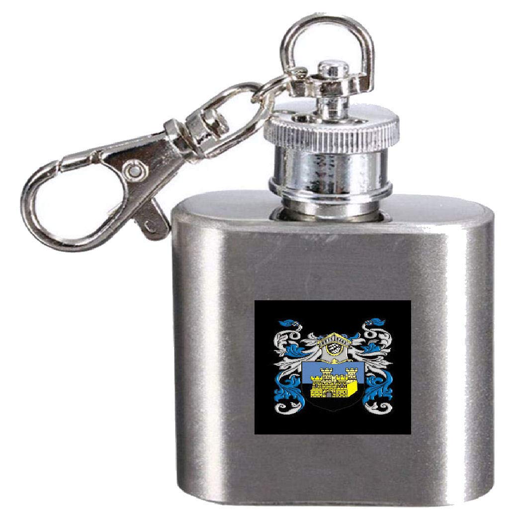 Flasque avec blason familial Rawson de 28,3 ml en acier pour spiritueux