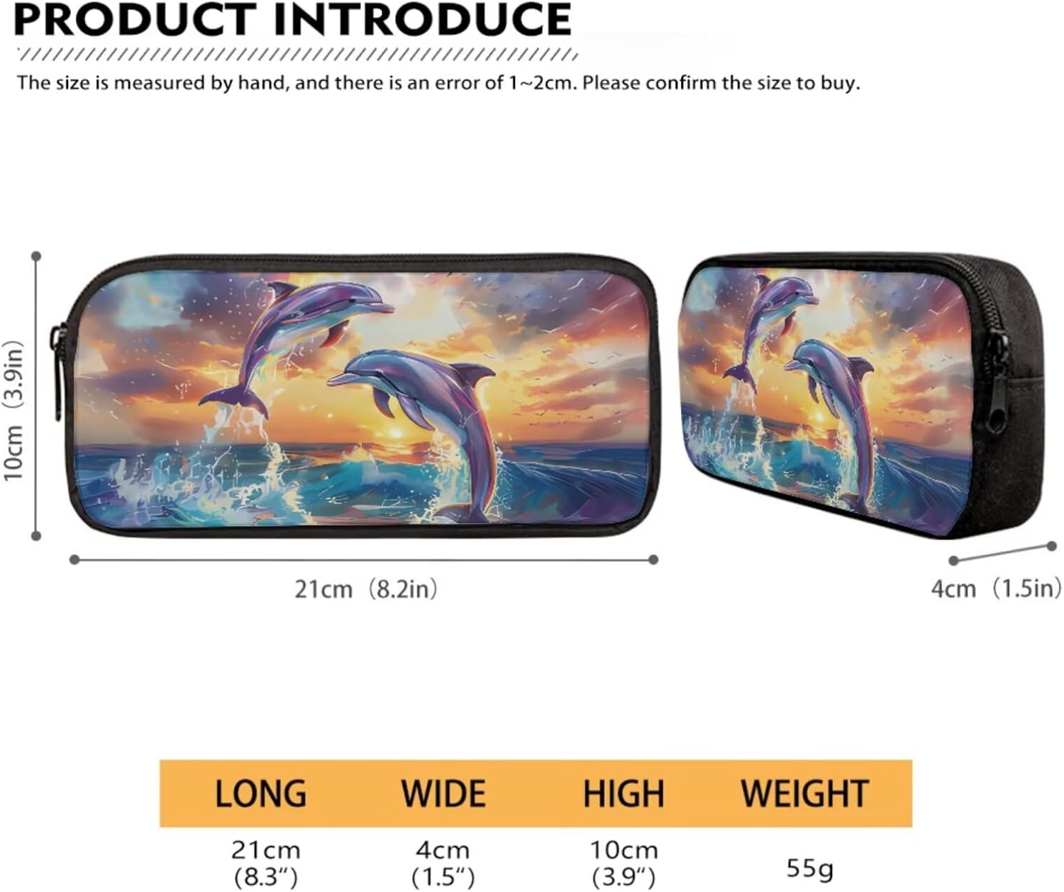 Talayituse Dolphin Sunset Print 4 Pcs Schoolbags for Boys Girls School Backpack with Insulated Lunch Box Pencil Case Water Bottle Sleeve Travel Rucksack Knapsack with Bottle Pocket