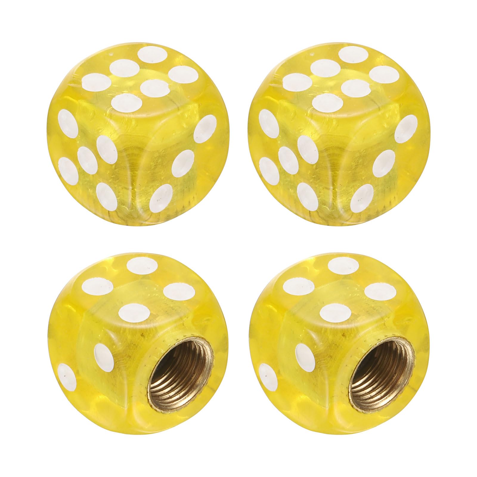 PATIKIL Dice Tire Valve Stem Caps, 4PCS Universal Plastic Dust-proof Tire Valve Stem Covers for Cars SUV Trucks Bikes Motorcycles Bicycles, Yellow