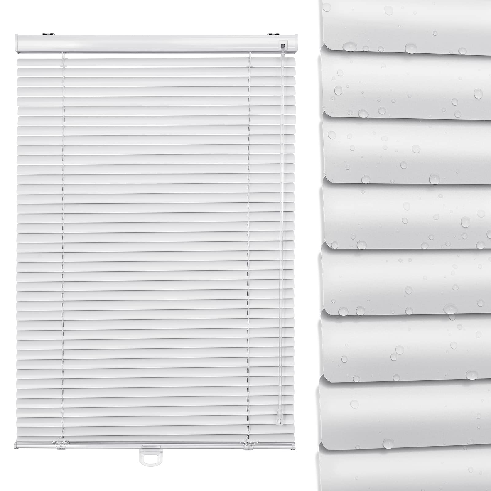 UrMoon Venetian Blinds, Easy Fit Window Blackout Blinds Shutters Twist Open Close Windows Treatment for Home Office (Silver, 68cm W x 122cm H)