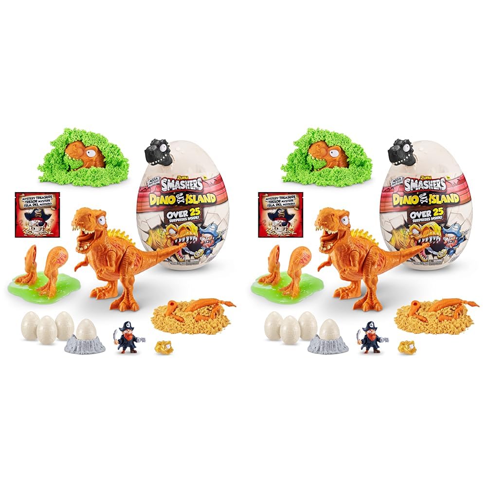 ZURU SMASHERS 7487A Smashers Dino Island Surprise Mega Egg, T-Rex, Collectible Toy, Explorer's Kit, for ages 3+, Dinosaur Slime (Pack of 2)
