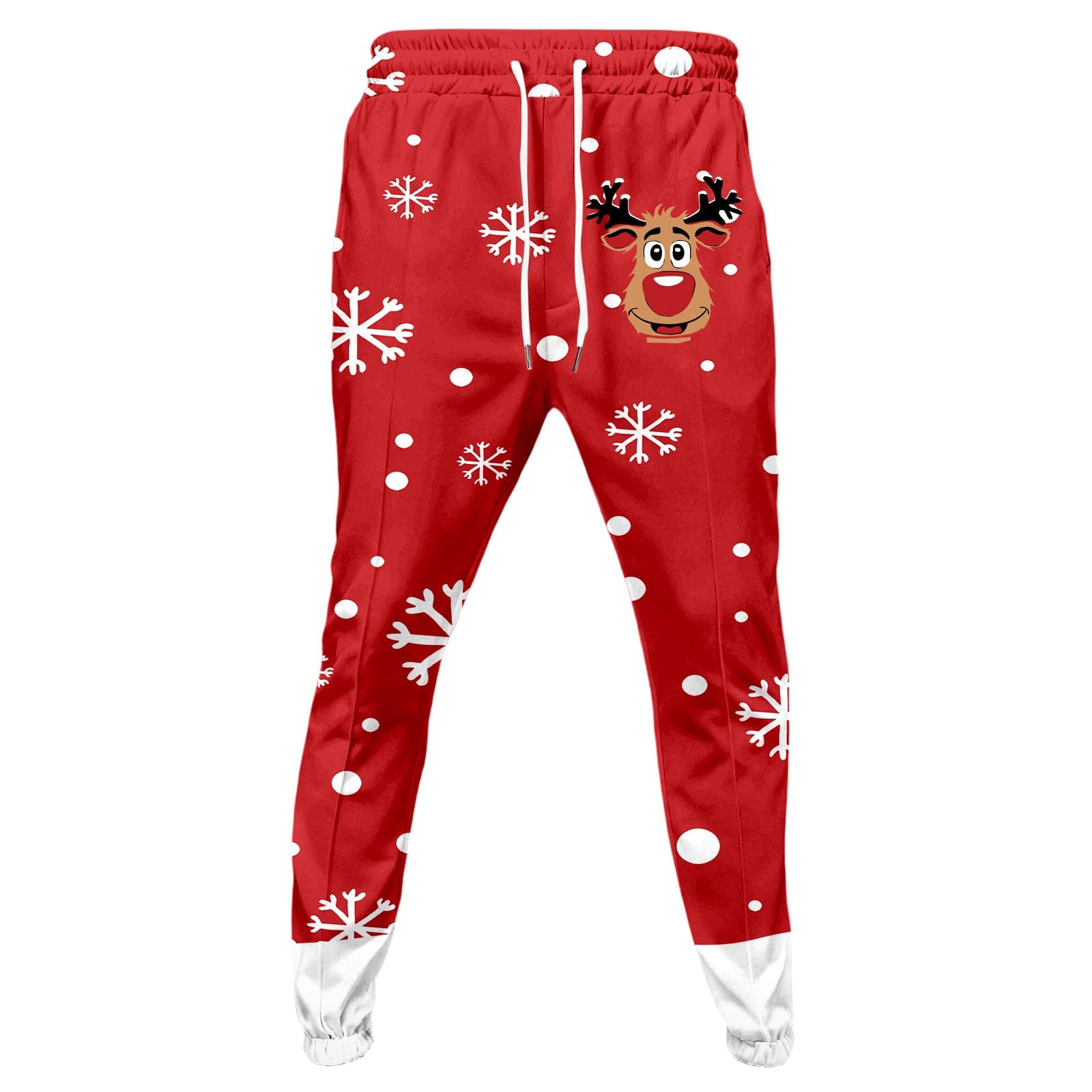 Generisch Świąteczny dres męski do joggingu, na Boże Narodzenie, zestaw 2-częściowy, funky Reindeer, nadruk 3D, strój bożonarodzeniowy z polarowymi bluzami z kapturem + spodnie do biegania