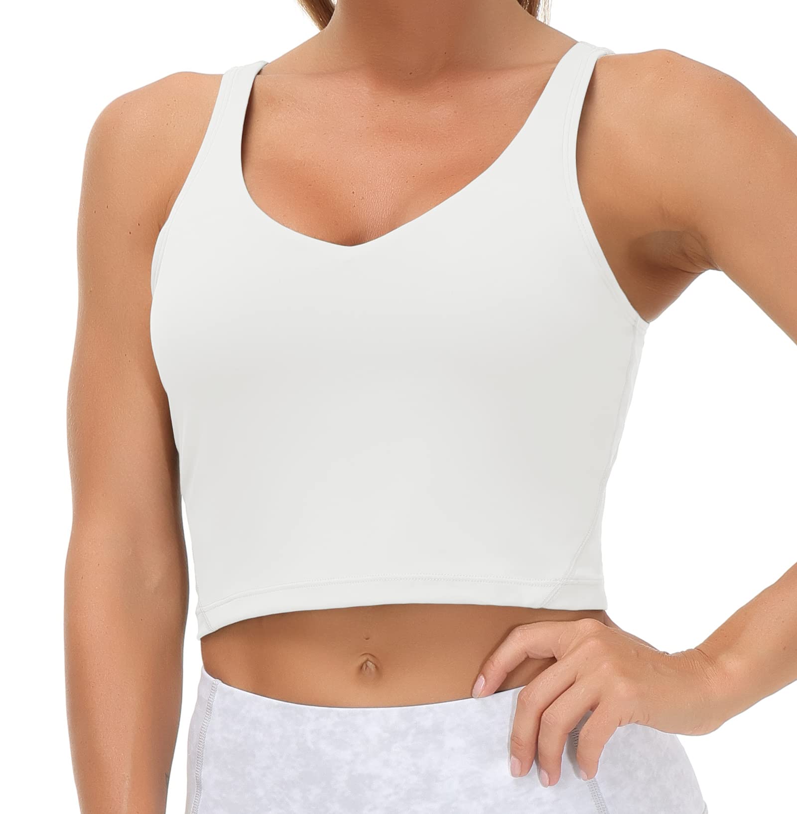 Wjustforu Women Sports Bra Yoga Tank Longline Padded Workout Crop Tank Top Fitness Workout Running Top