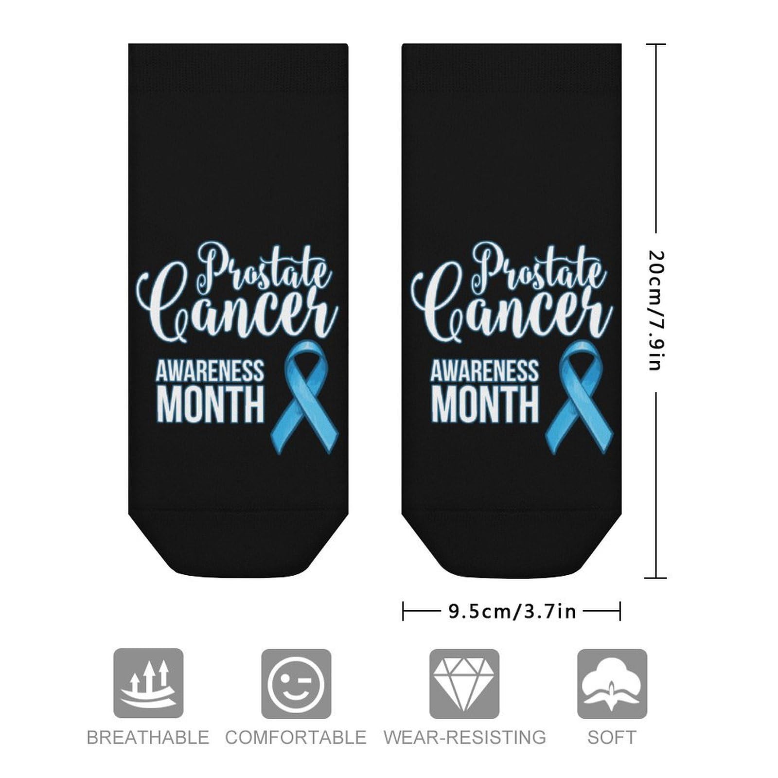 Prostate Cancer Awareness Blue Ribbon Men's Ankle Socks Womens Low Cut Crew Sock for Athletic Running One Size