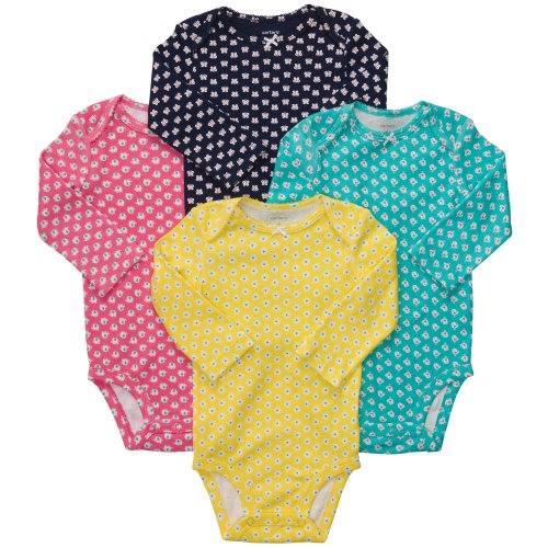 Carter's 4-Pack L/S Bodysuits - Mini Print- 3 Months