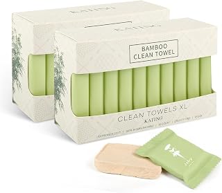 Compressed Bamboo Towels, 20-Pack, Unbleached Natural Color, Just Add Water to Expand, Softer & Thicker, Eco-Friendly & Lint-Free Disposable Washcloths for Travel, Camping, Gym, Hiking, Home Use