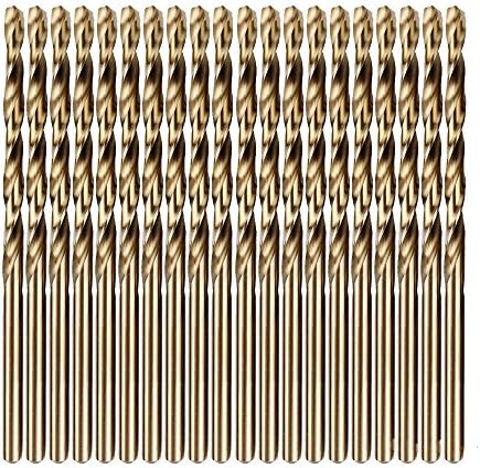 DRILLFORCE20-piece 9/32" Round Shank HSS M35 Cobalt Twist Drill Bits for Metal (9/32)
