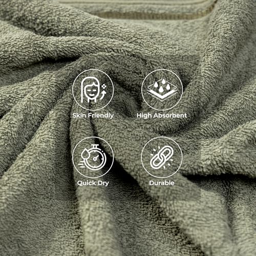 Image of Cotton Face Towel Pack of 4, 100% Cotton Towels, Soft Absorbent Small Gym Towel for Face, 400 GSM Quick Dry Bathroom & Travel Towels Men & Women, 30 x 30 cm, Green