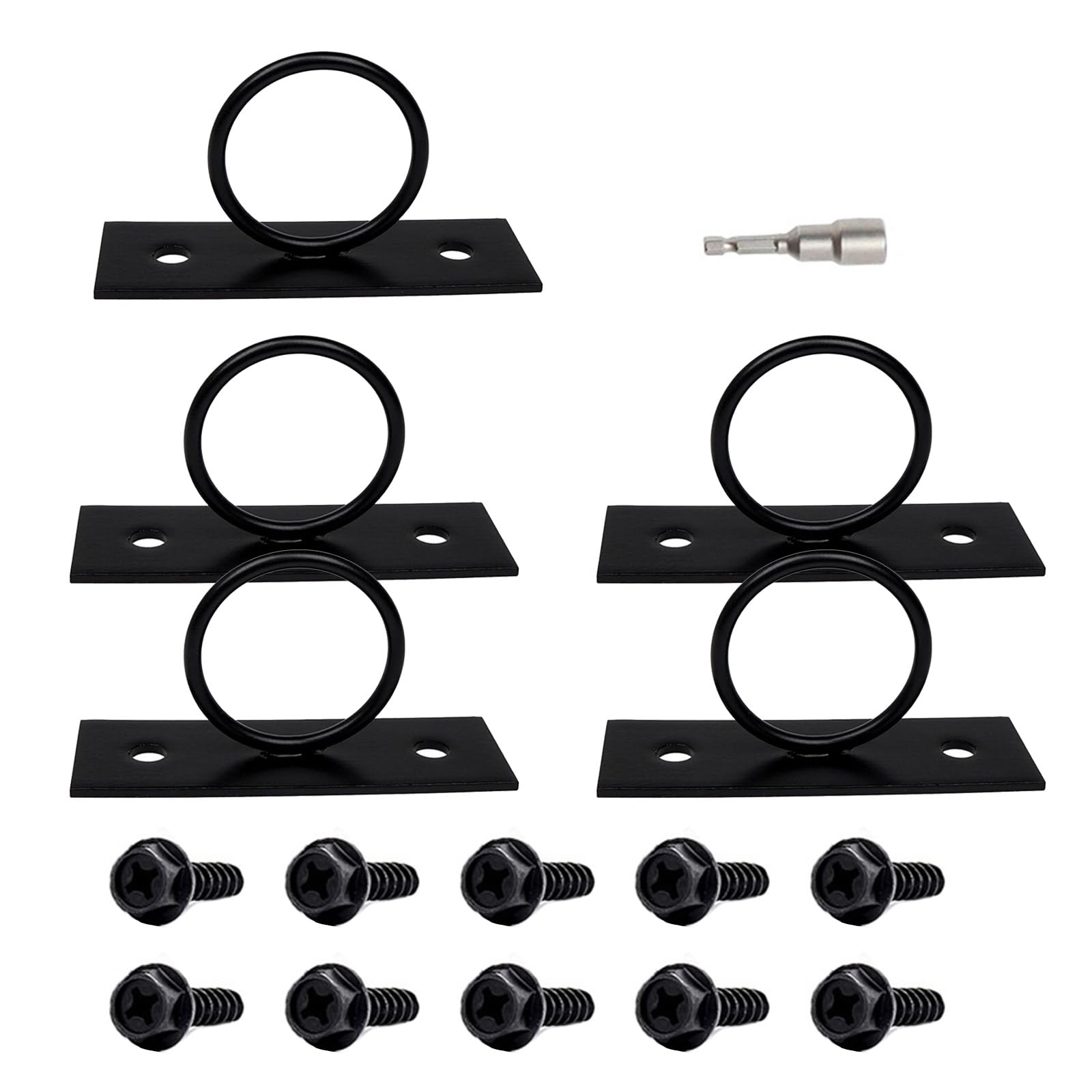 Hsioluted Delicate Black Wall Mounted Hook Multipurpose Rings Rope Hook Stainless Steel Hanger for Hanging Various Items Black Rings Rope