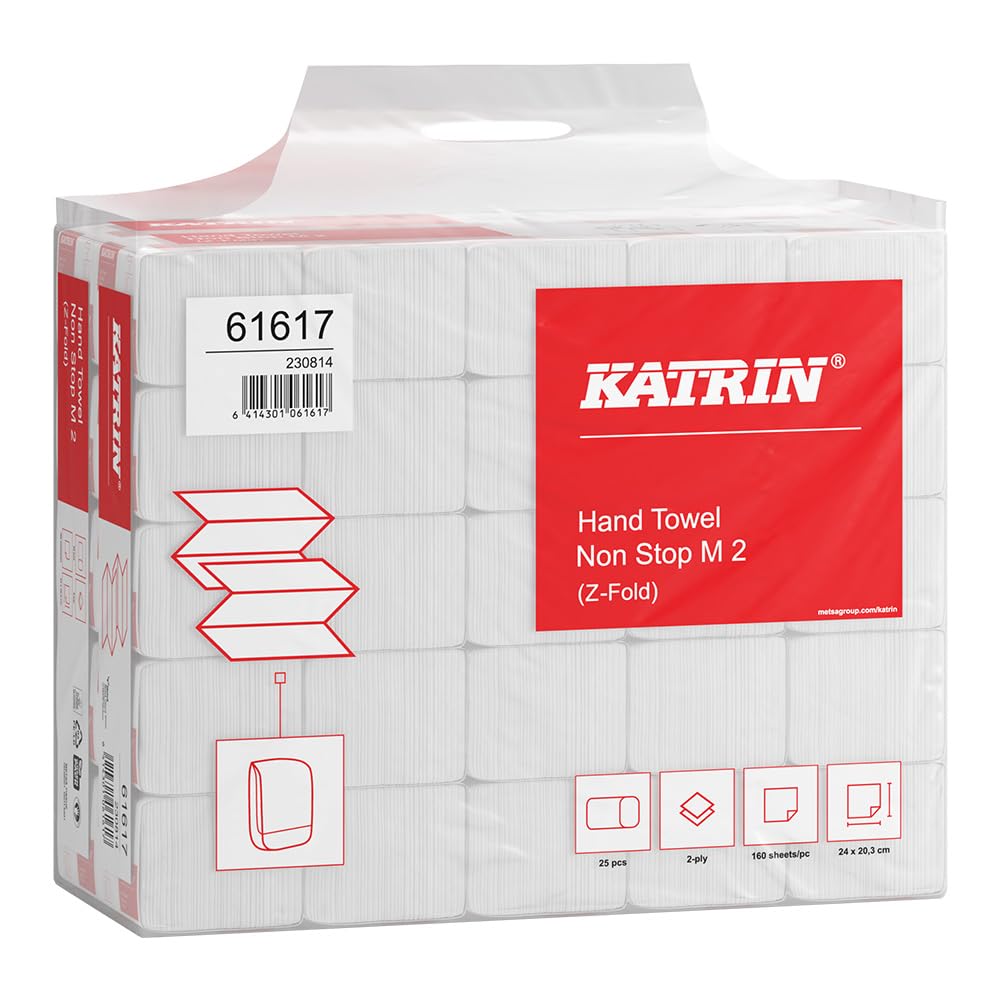 4000 Stück Katrin KATRIN Papierhandtücher Non Stop M2, Z-Falz, 2-lagig, Handy Pack, weiß, L: 24 cm, B: 20,3 cm