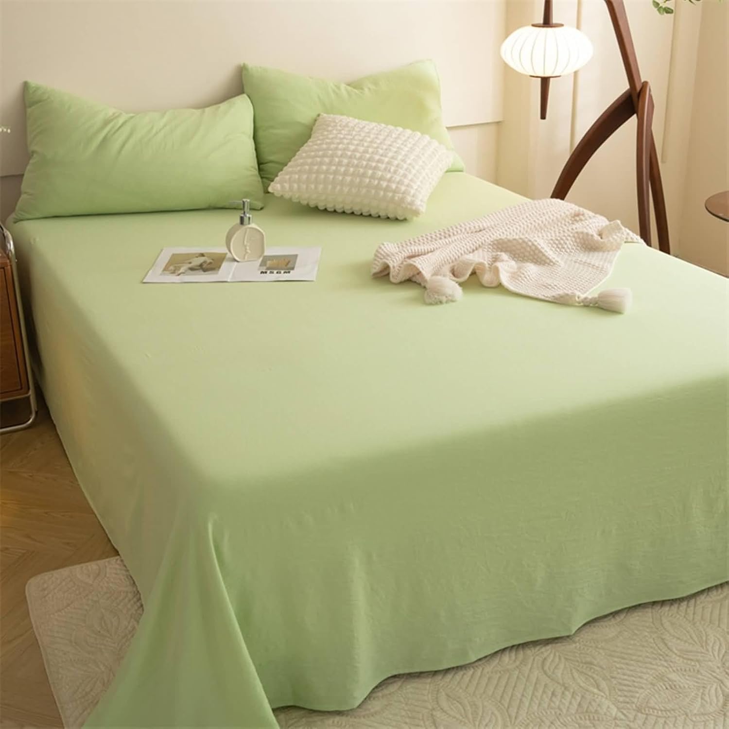 Beydodo Fitted Sheet and Pillowcase Set, Polyester Bed Sheet 230x250cm Solid Dark Grey, Bed Cover for Dorm