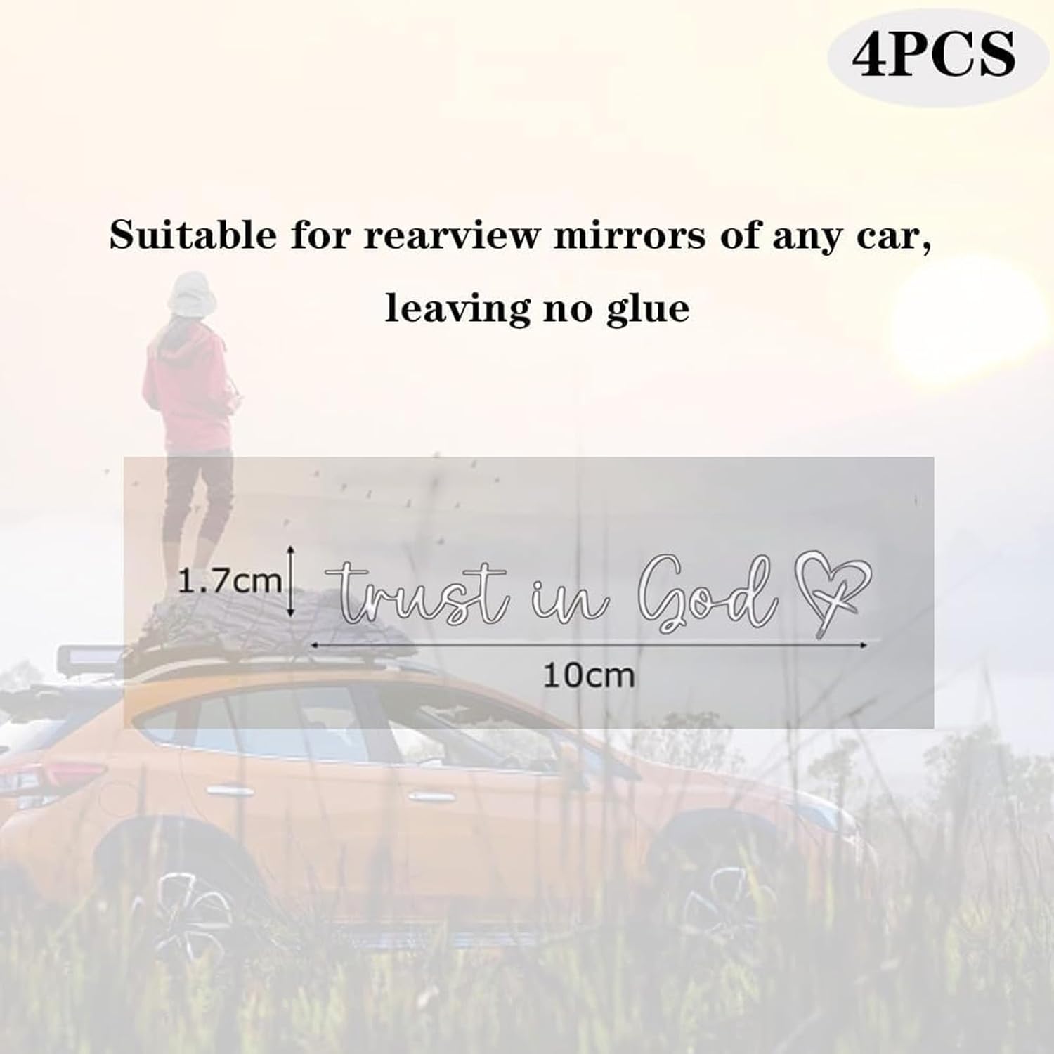 4PCS Car Stickers,Car Accessories Trust in God Rearview Mirror Sticker,Auto Stickers and Decals,Auto Decals for Women,Trust in God Mirror Decoration,Fits for Women Drivers, Motorcycles (WHITE 2) - Image 2