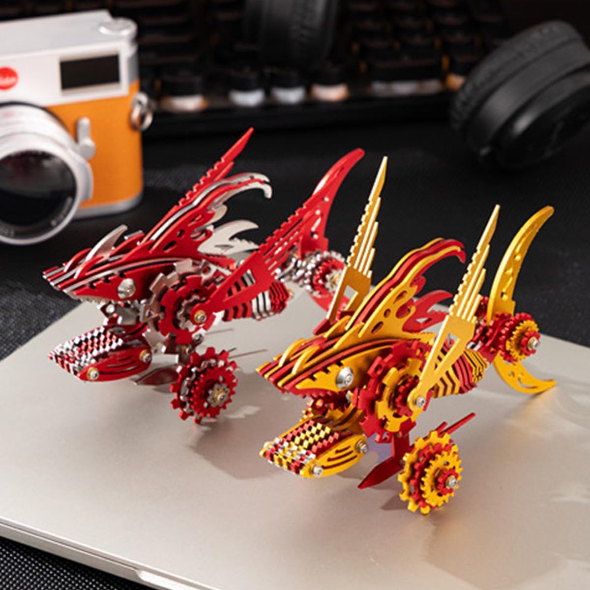 3D Metal Puzzle Model, Steampunk Mechanical Sawtooth Shark 3D Metal Jigsaw Puzzles Assembly Kits, Home Decor Display for Adults and Teens (211 PCS)