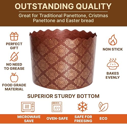 Miniatura 3 de SHSH trade group Molde de paska para pan de Pascua de 12 onzas, 12 unidades, molde de papel para panettone de Pascua, molde de papel panettone