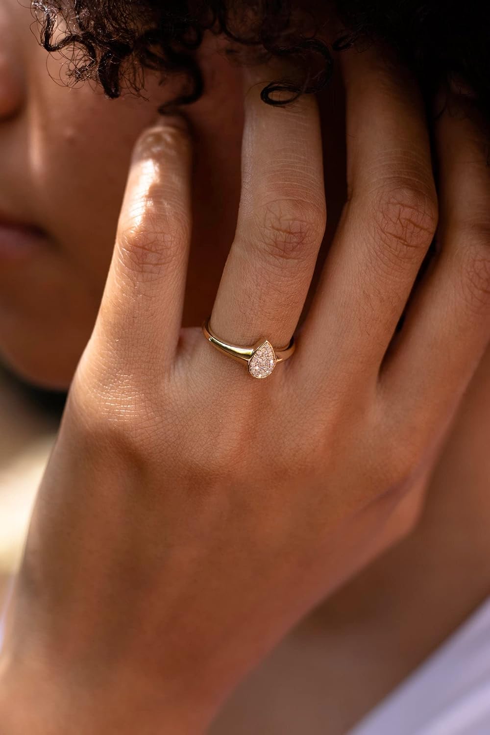 Pear Cluster Diamond Bezel Ring in 10K Yellow Gold