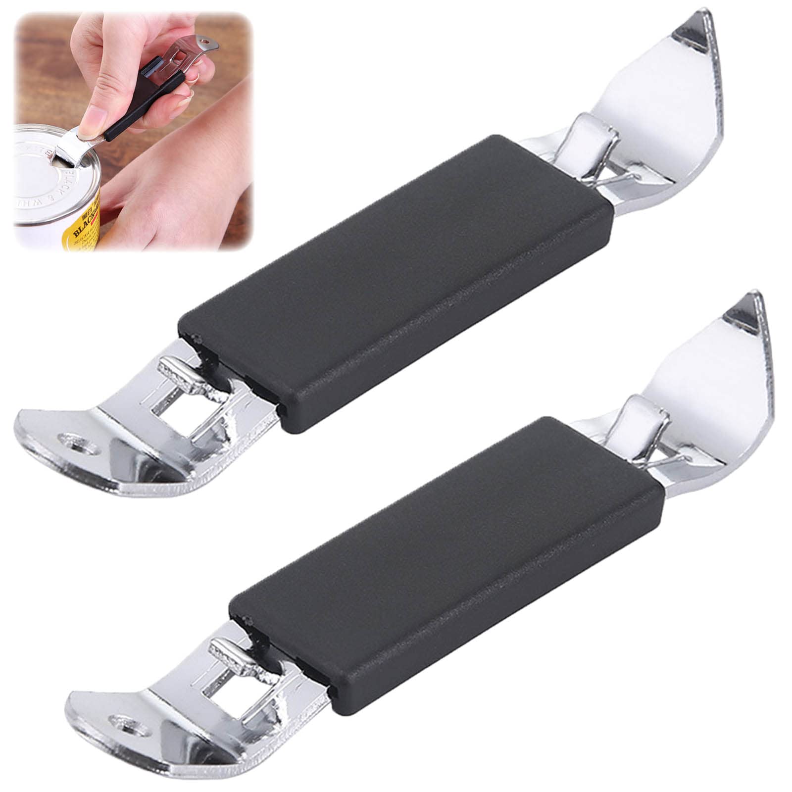 Magnetic Bottle Openers for fridge，2pcs can opener for Camping and Traveling，Black Classic Beer Opener Stainless Steel Small Bottle Opener Can Tapper (Black)