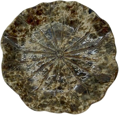 Miniatura 5 de Bandeja pequeña con forma de hoja de loto gris oscuro de 3 pulgadas, hecha a mano, de cerámica, porcelana, recipiente en miniatura para joyas,