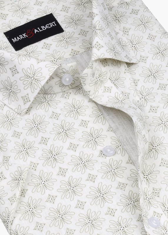 Image of Mark & Albert Men's Half Sleeve Cotton Linen Shirt Blue