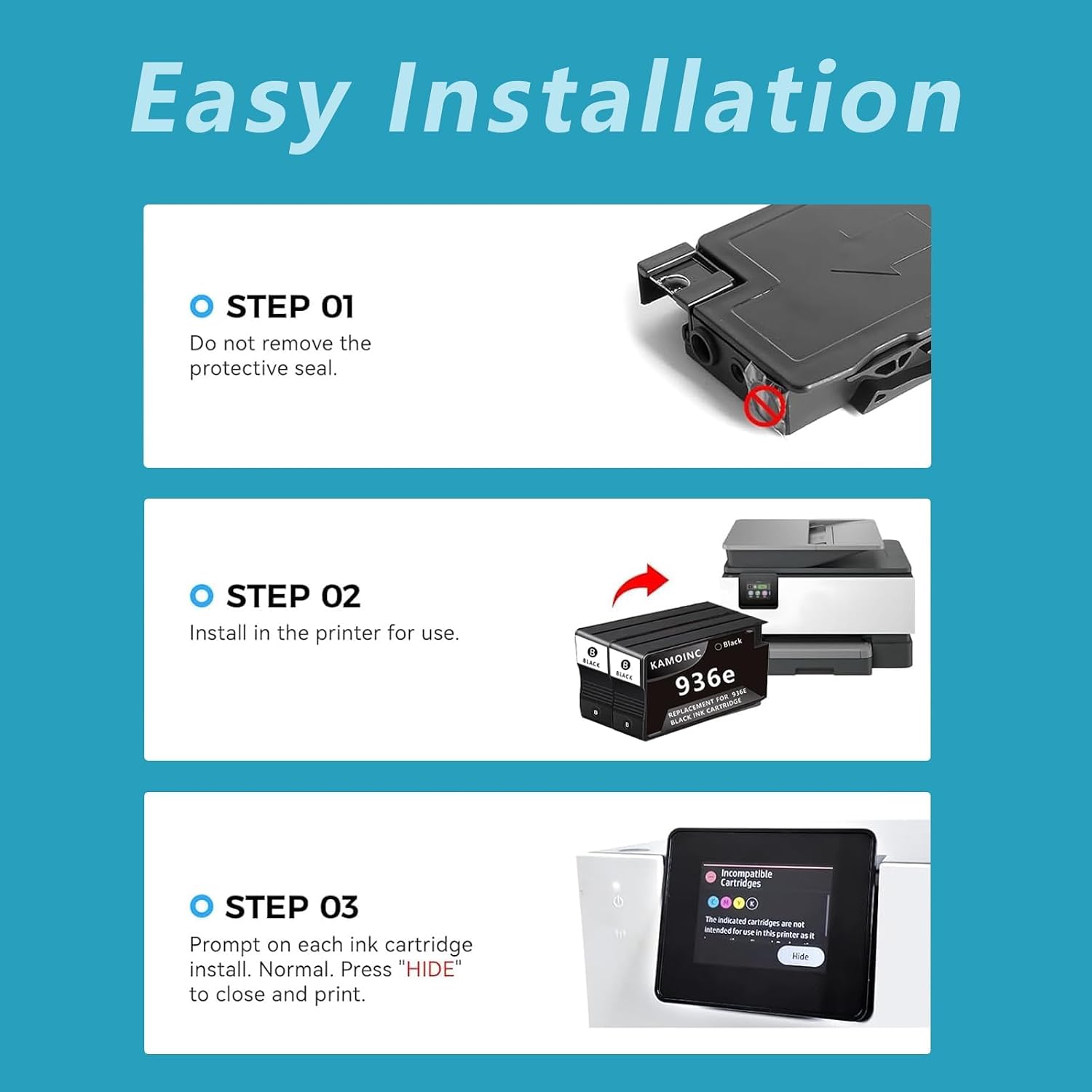 936e 936xl Black Ink Cartridge (with Chip) Replacement for HP 936e 936 Compatible with HP OfficeJet Pro 9125e 9135e 9128e 9122e 9110b 9130b 9730e 9730 Printers (2Pack)