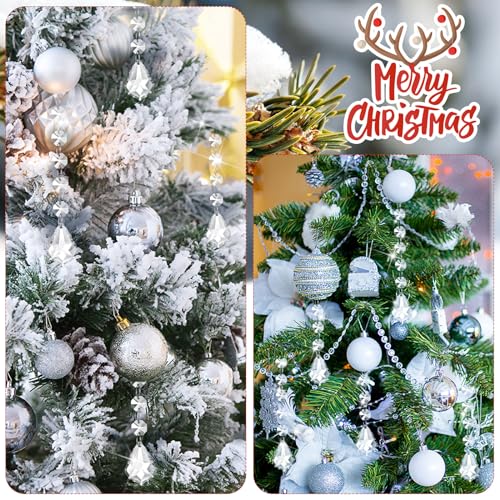 Nuenen 100 Pcs Acrylic Hanging Crystals for Centerpieces Chandelier Clear Crystal Garland Strands Ornament Acrylic Clear Beads Prisms Pendant for Christmas Tree Window Home Decoration(Maple Leaf) - Image 4