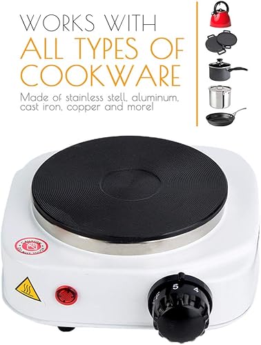 Miniatura 2 de Haofy Estufa eléctrica, pequeñas placas calientes con luz indicadora, 110 V 500 W portátil de acero inoxidable estufa de encimera individual para