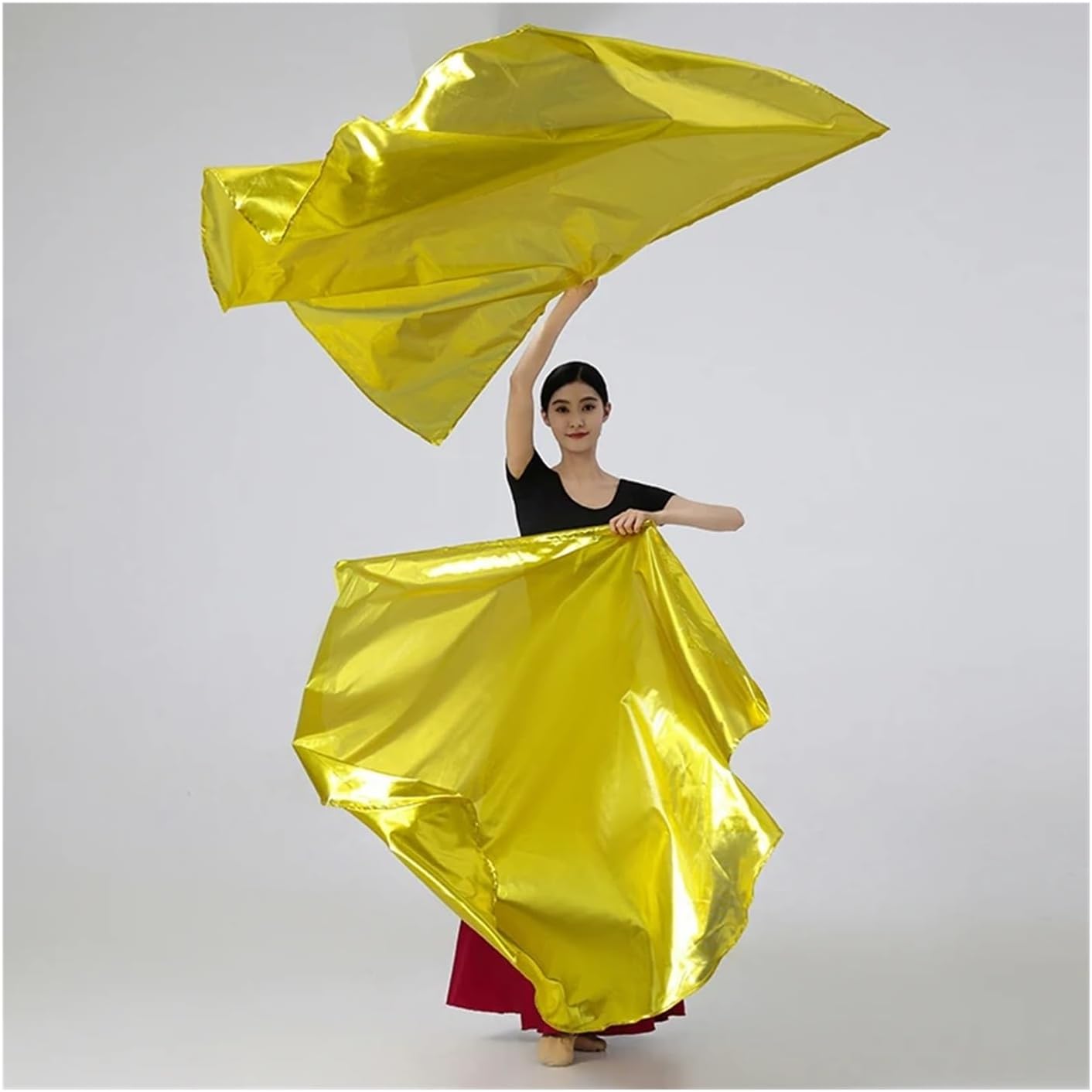 1PC 140X140CM Shiny Fabric Pocket Shape Dance For Performance Worship Arts Dancing Prop Suitable for belly dancing