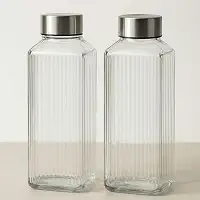 Kit 2 Garrafas De Vidro Para Geladeira Agua Suco Fresco Pratica Elegante (listrada)