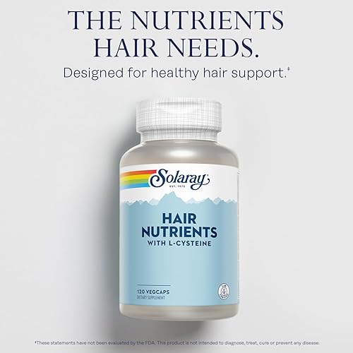 Miniatura 3 de SOLARAY Nutrientes para el cabello con L-cisteína, vitaminas para el cabello con biotina para apoyar el crecimiento del cabello, vitaminas para la