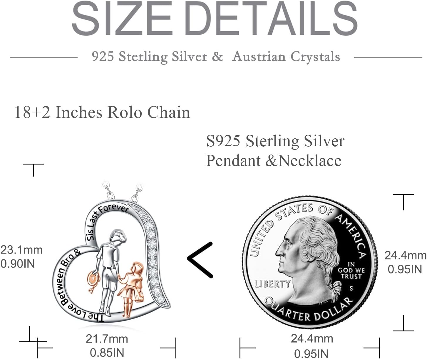 AOBOCO Gifts for Sister 2 3 Sisters Necklace for Women Sterling Silver Sisters Pendant Jewelry Birthday Christmas Gifts for Friend Female Friendship Lasts Forever - Image 3