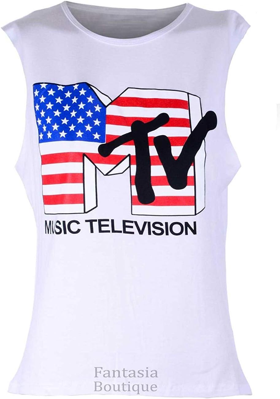 Ladies Sleeveless Various Trendy Print Vest Women's T-Shirt[MTV - White, M/L]