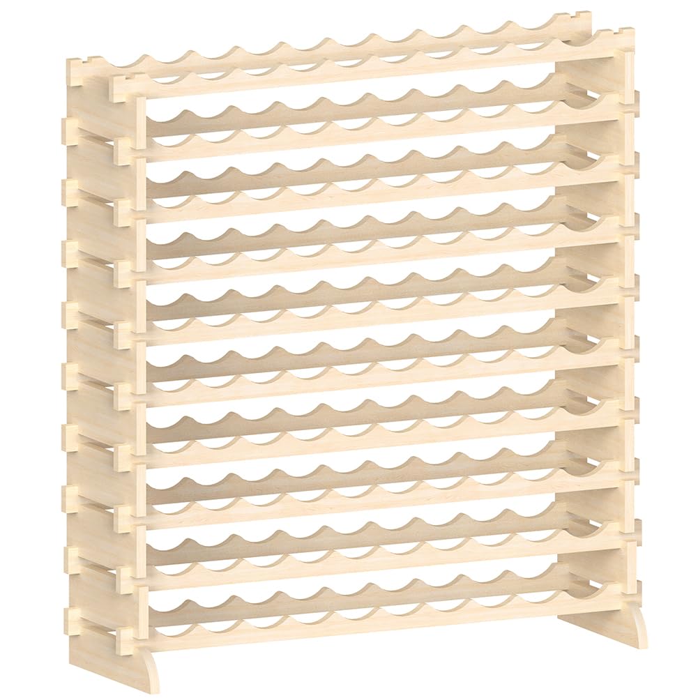BAKAJI Cantinetta Portavino in Legno con 100 Scomparti Porta Bottiglie di Vino, Champagne, Portabottiglie da Terra, Cantina Angolo Bar per Salotto, Cucina, Bistrot, Ristorante 110 x 35 x 116.5 cm