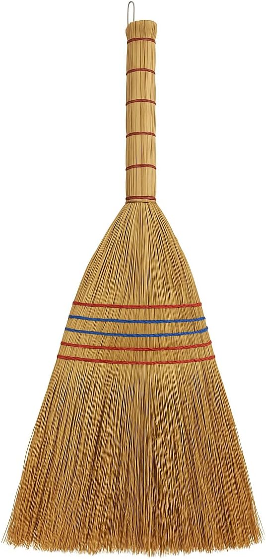 B Unique Lightweight Corn Broom – 75cm Natural Straw Broom with Reinforced Handle – Heavy-Duty Indoor/Outdoor Sweeping for Home, Garage, Patio, Hardwood Floors & Tight Corners