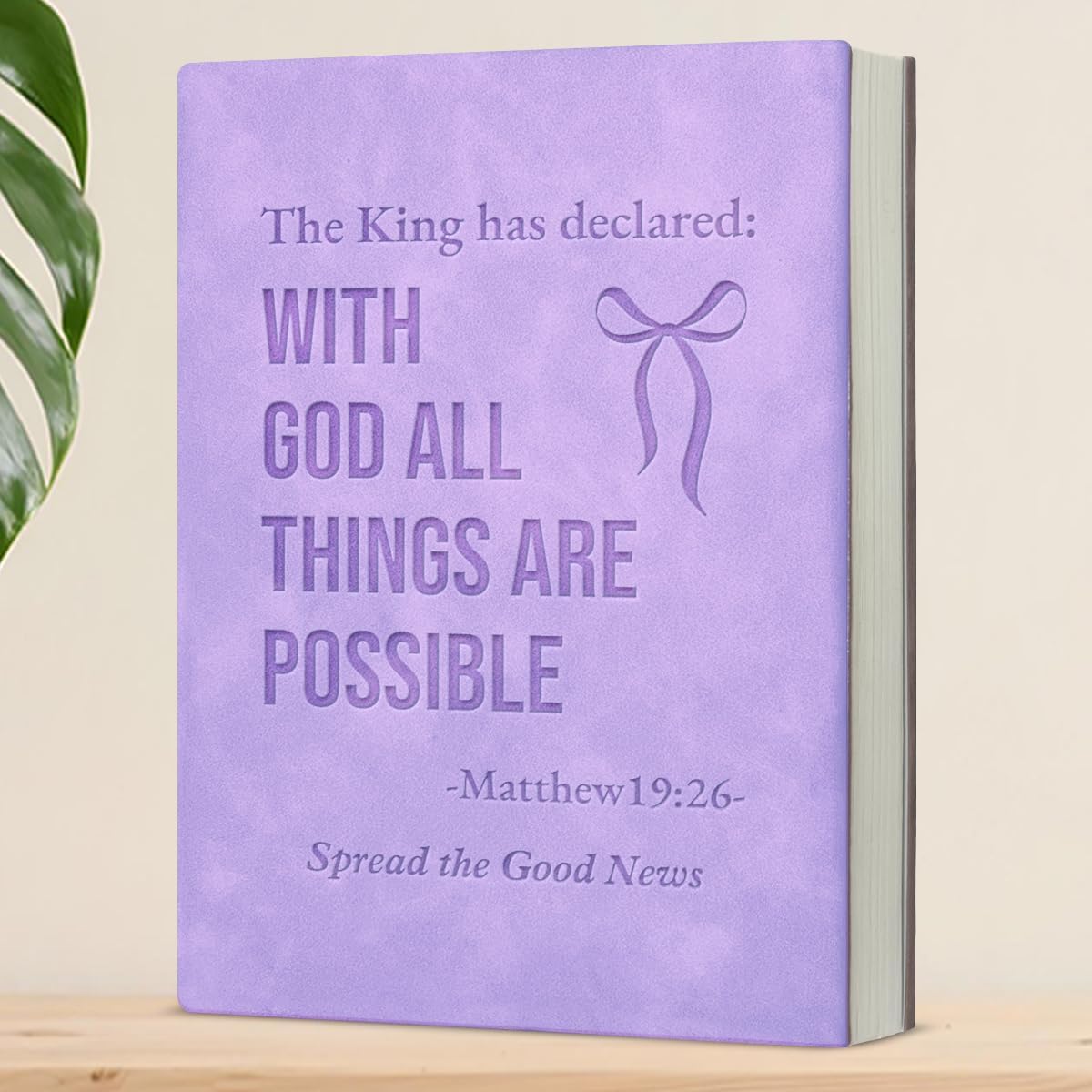 Coquette Bow Christian Notebook Inspirational Bible Verse Journal Religious Gifts for Women, With God All Things Are Possible Writing Notebook, Purple