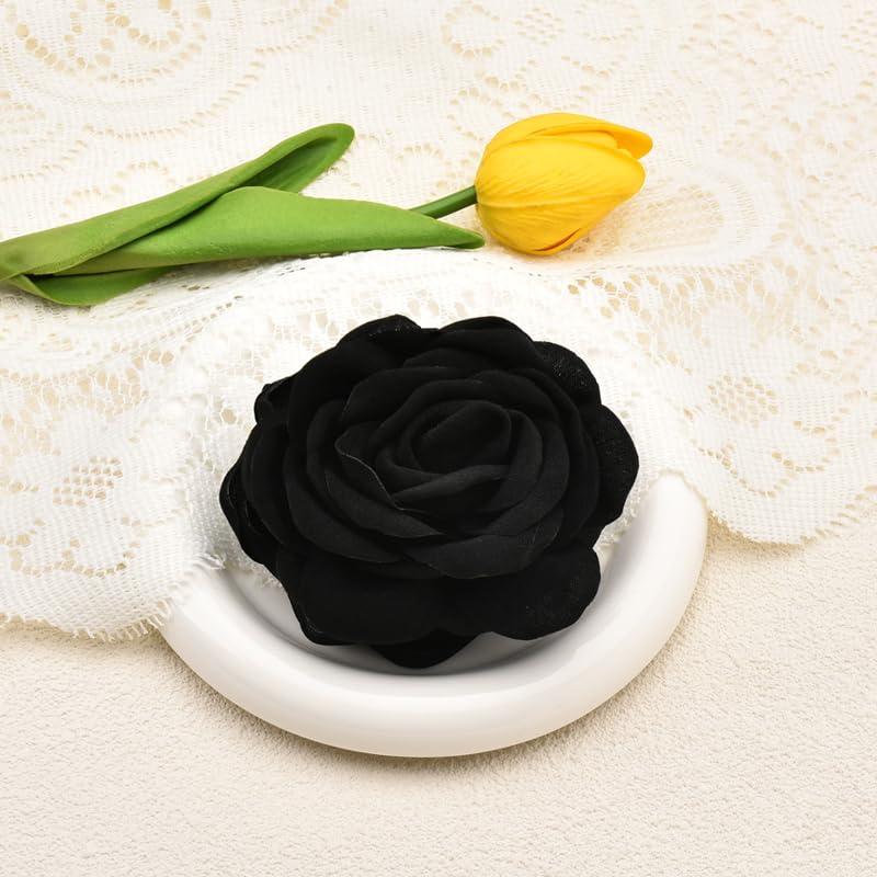 Pinza para el cabello tipo garra Black Rose para mujeres y niñas con diseño de flor hawaiana miniatura 6