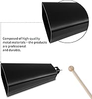 Vista 2 de Soulmate Cencerro de Vaca 22.86 cm de Acero Cencerro de Vaca Instrumento Fabricantes de Ruido Percusión de Mano Cencerros de Vaca con Mango y Palo