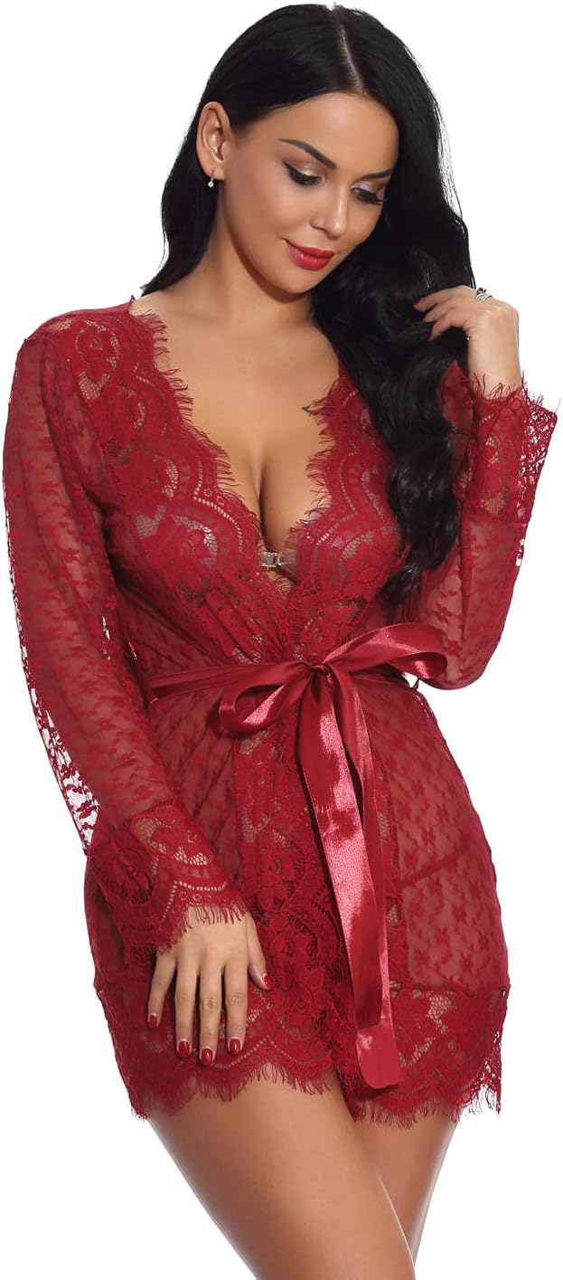Nightwear Lingerie Large Size Sexy Lingerie Belt Lace Pajamas Cardigan