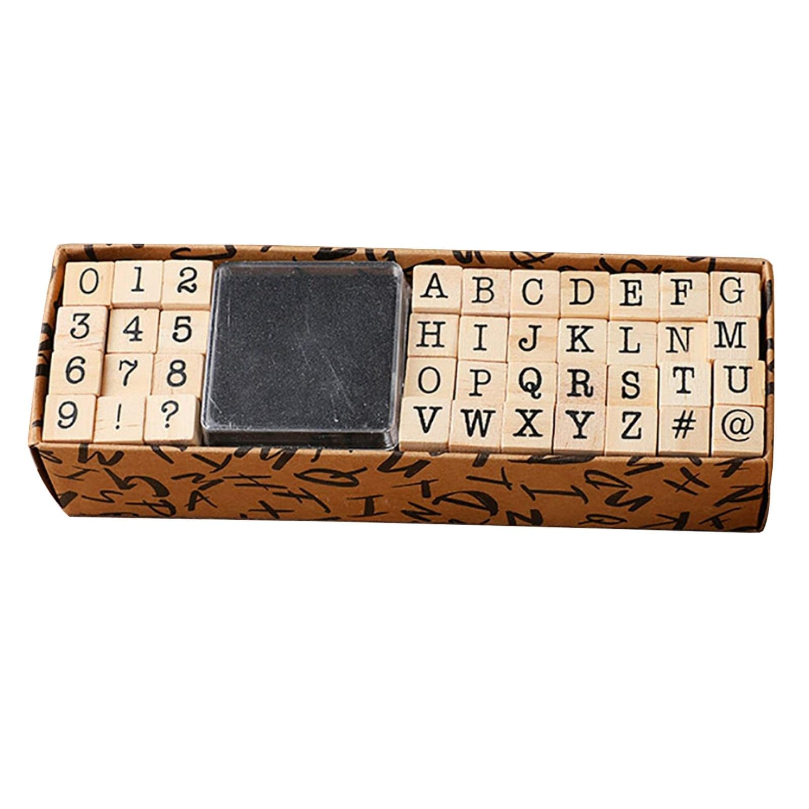 40x Vintage Style Wooden Alphabet Number Rubber Stamps Teaching Type Writer, Typewriter