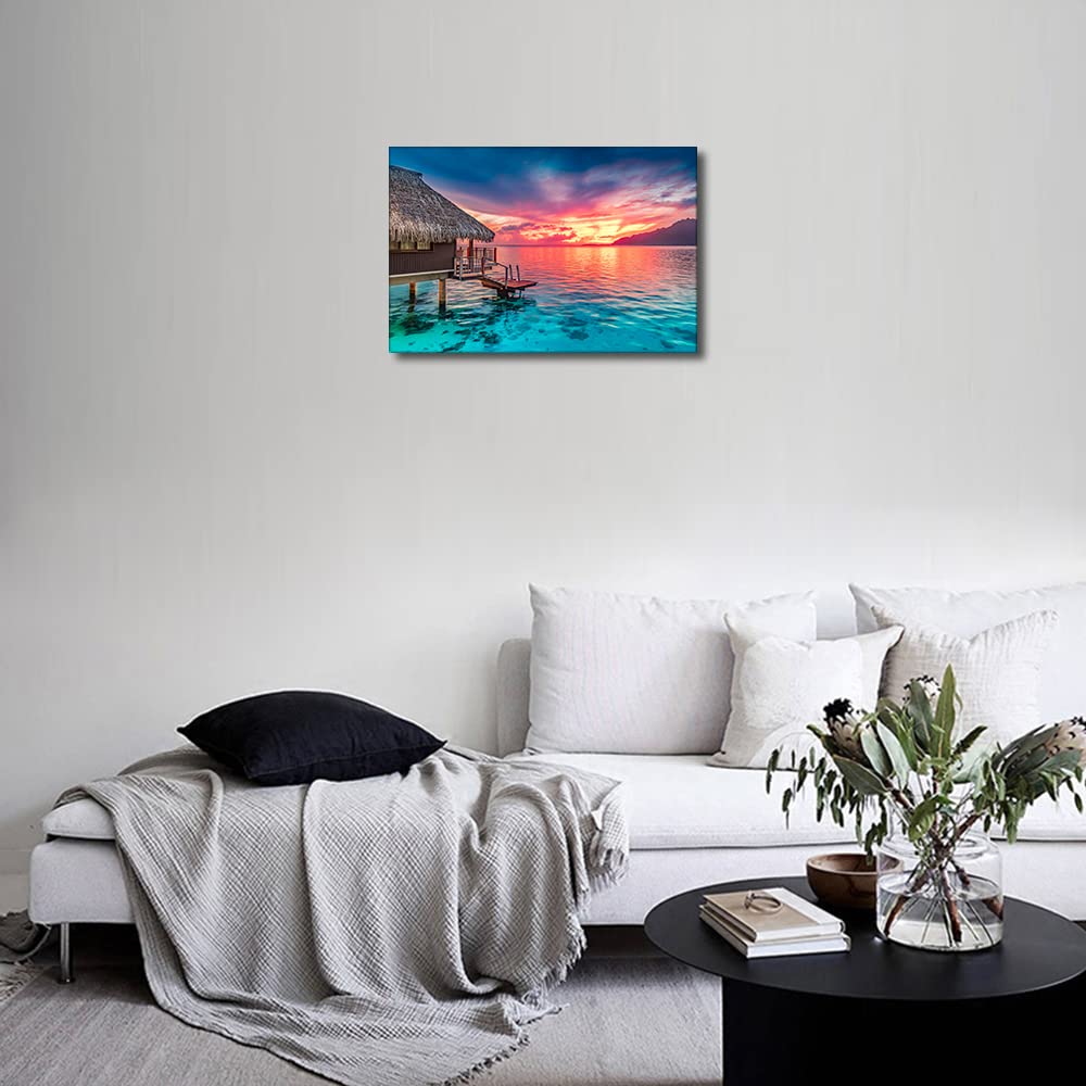 Generic Wall Art, Photograph, Framed, Canvas, Contemporary Style, Colorful Scenic Landscape with Clouds and Sky, 12x18 inches - Image 3
