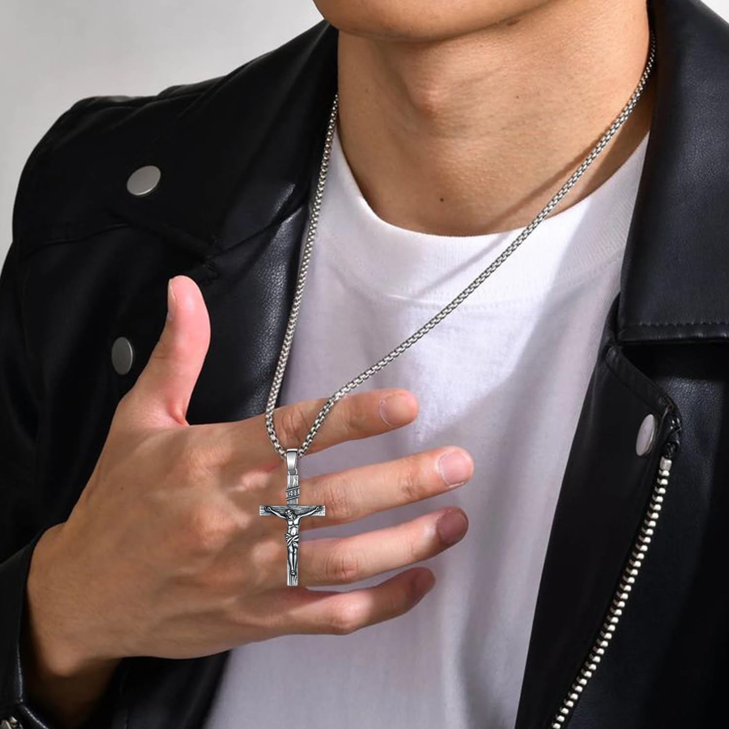 Crucifix Necklace Men 925 Sterling Sliver 41 Cross Necklace Christian Jewelry Gifts for Men - Image 5