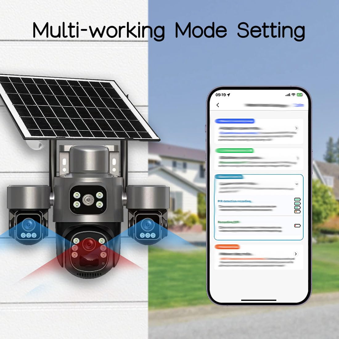 Caméra De Sécurité Solaire À Trois Objectifs, WiFi Extérieur 6 MP (A-WiFi)