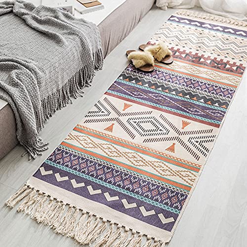 Elasad Purple Area Rug 2'X6' With Tassel, Woven Boho Bathroom Rugs Decorative Porch, Machine Washable Runner Rugs For Hallway Doorway Bedroom Living Room Laundry #TOP1