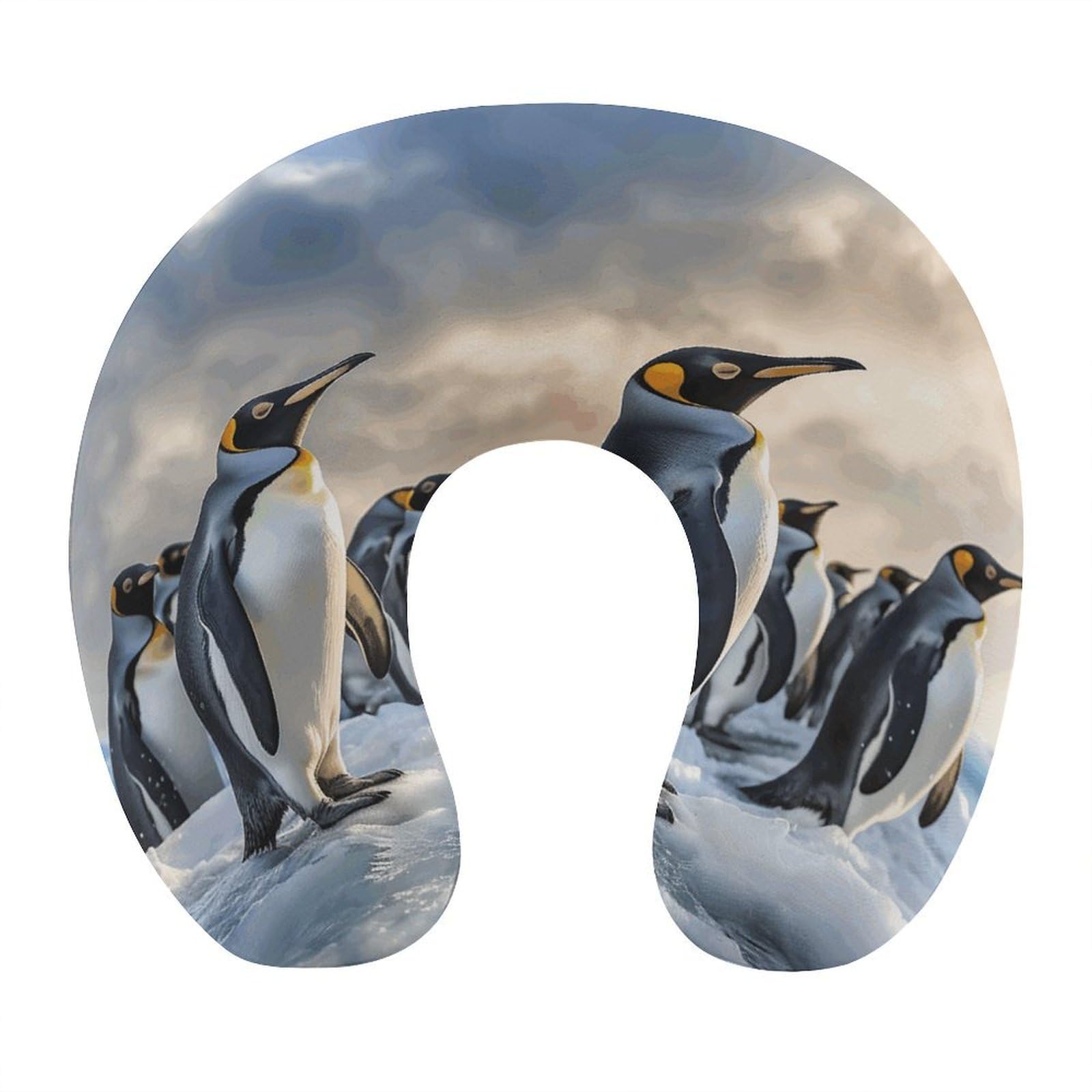 Adfgyerh Style Sea Penguin U-Shaped Pillow，Memory Foam Pillow Core，Cushion ，Provide Neck Support ，Travel Pillow，Suitable For Airplanes, Cars, Homes, And Offices.