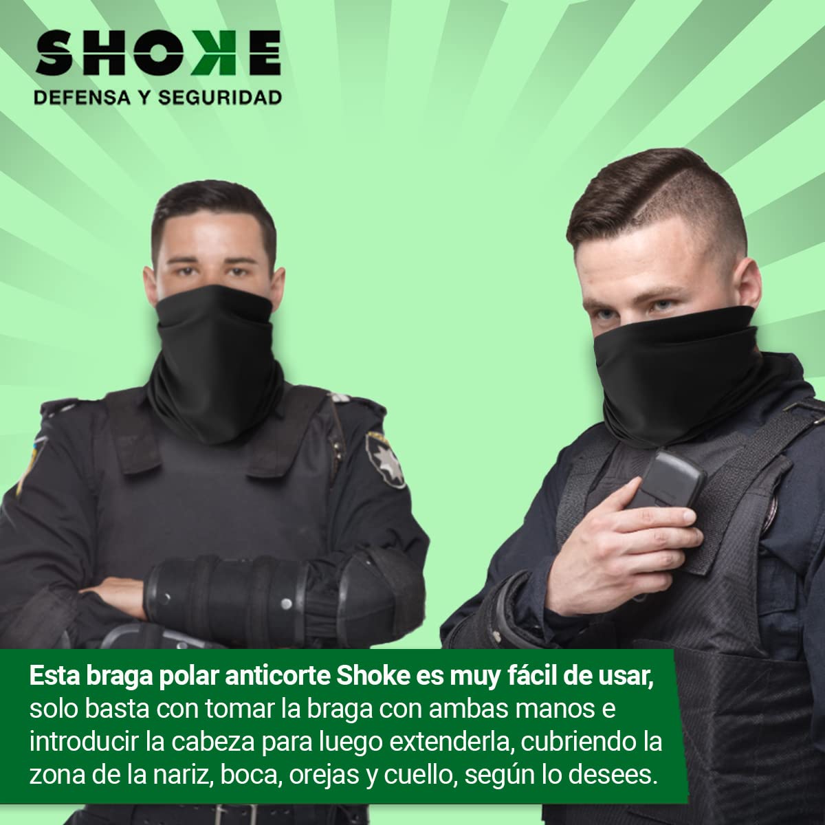 SHOKE Braga Polar para el Cuello Cortavientos - Cubrecuello deal para el Senderismo y Trekking - Material Anticorte Táctico para tu Seguridad - Negra