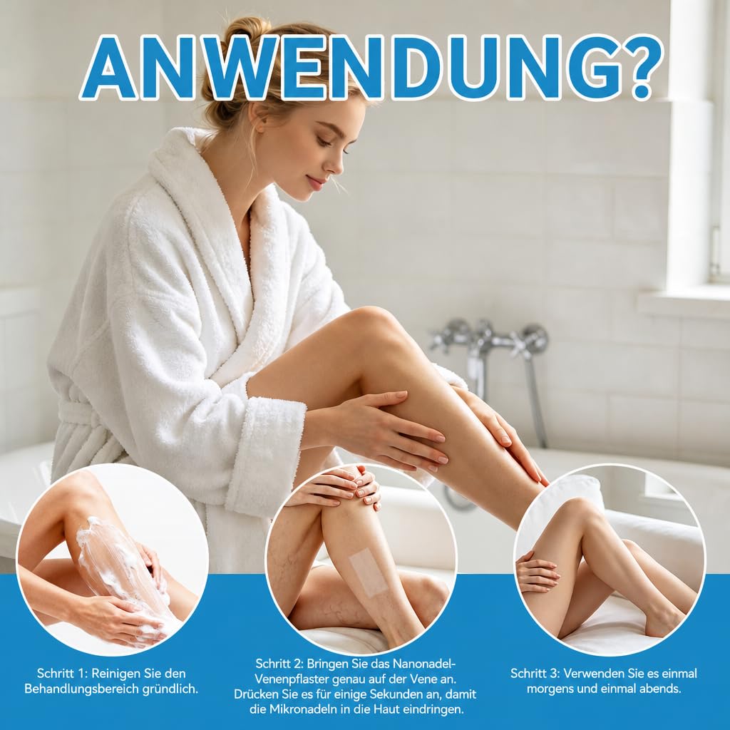 Mikronadel-Pflegepflaster für Beine—Erfrischende, hautverträgliche Klebepflaster für müde Beine, ideal für tägliche Anwendung, Reisen & Büro (1 Stück)