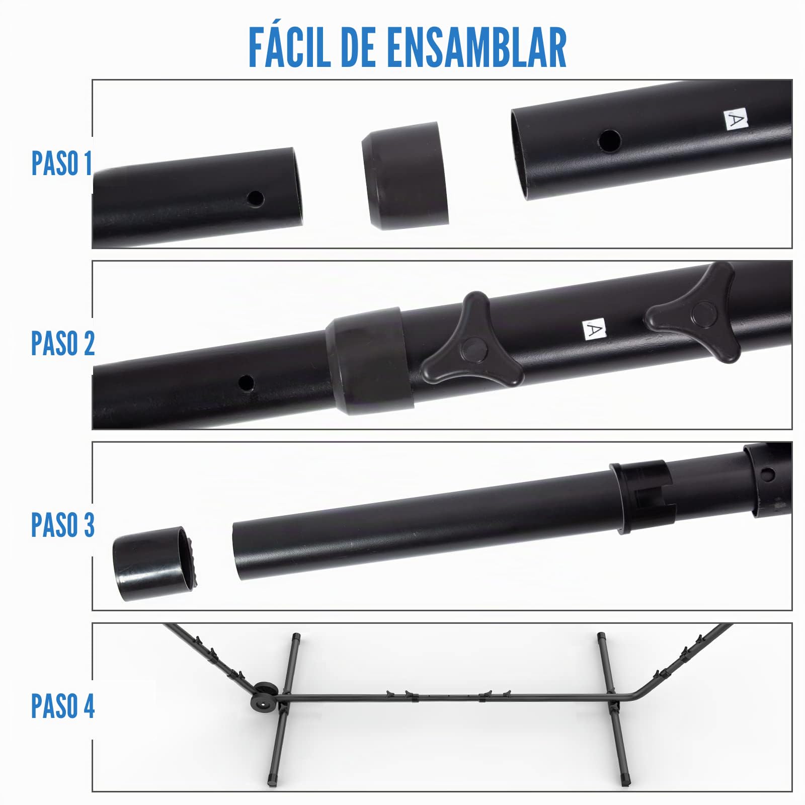 Todeco Soporte de Suelo para Hamaca Con Ruedas y Bolsa de transporte, Accesorios: Hamaca no incluida, Tamaño: 296-380 x 107-132 x 100 cm