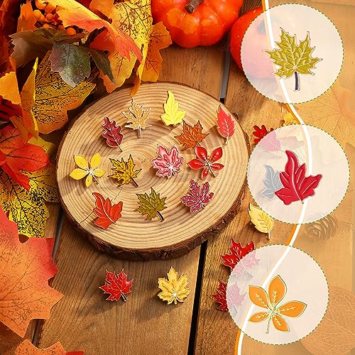 Image of Giegxin 40 Pcs Maple Leaf Enamel Pins Bulk Fall Lapel Pins for Backpacks Autumn Maple Leaf Brooches for Clothes Bags Hats Accessories Gifts
