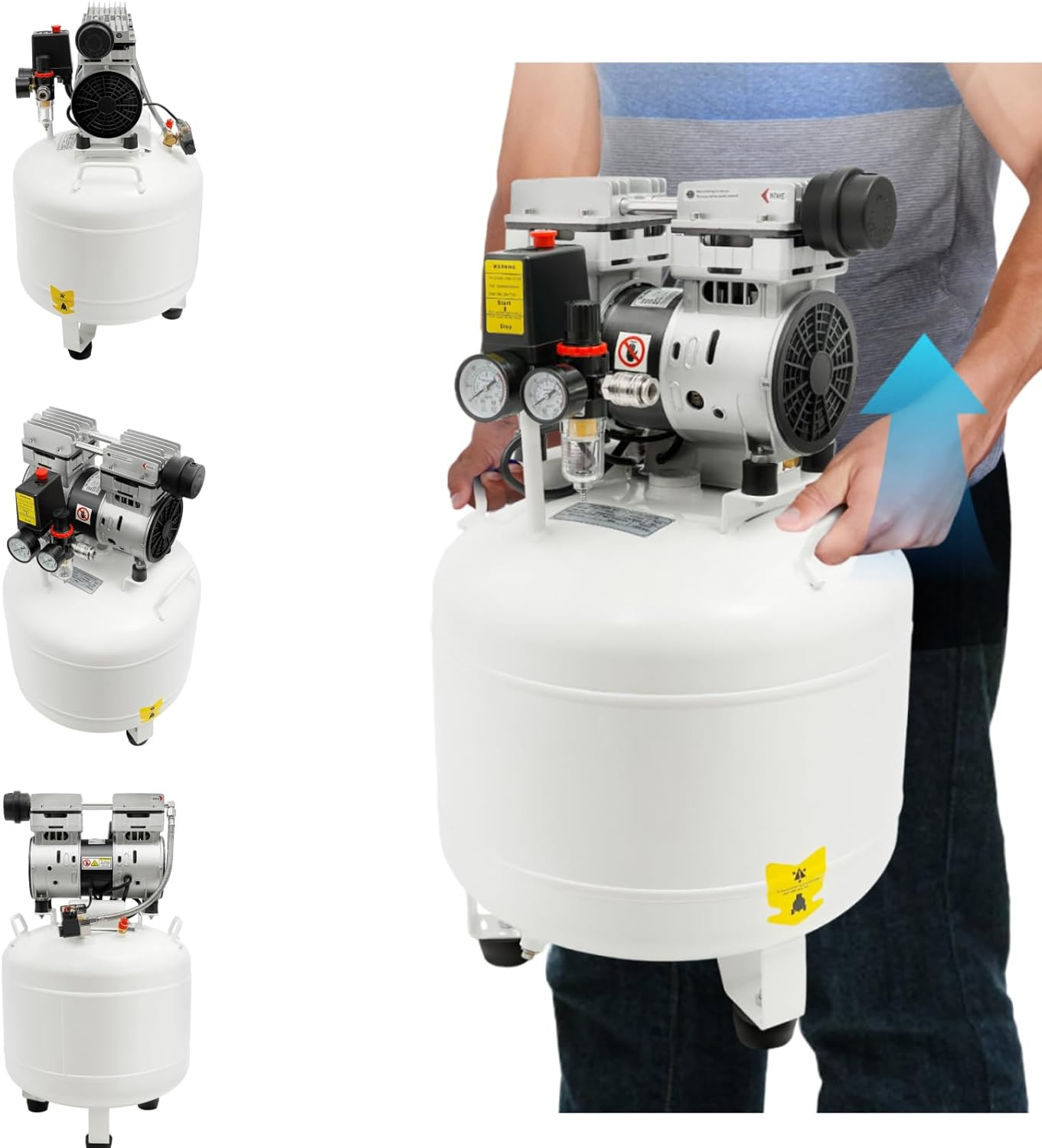 40L Medical Oil-Free Dental Air Compressor Ultra Silent Oil-Free Portable Air Compressor Air Pump 110V 165 Liters/Minute Detachable Air Compressor For Dental Equipment, Spray Guns, Nail Guns