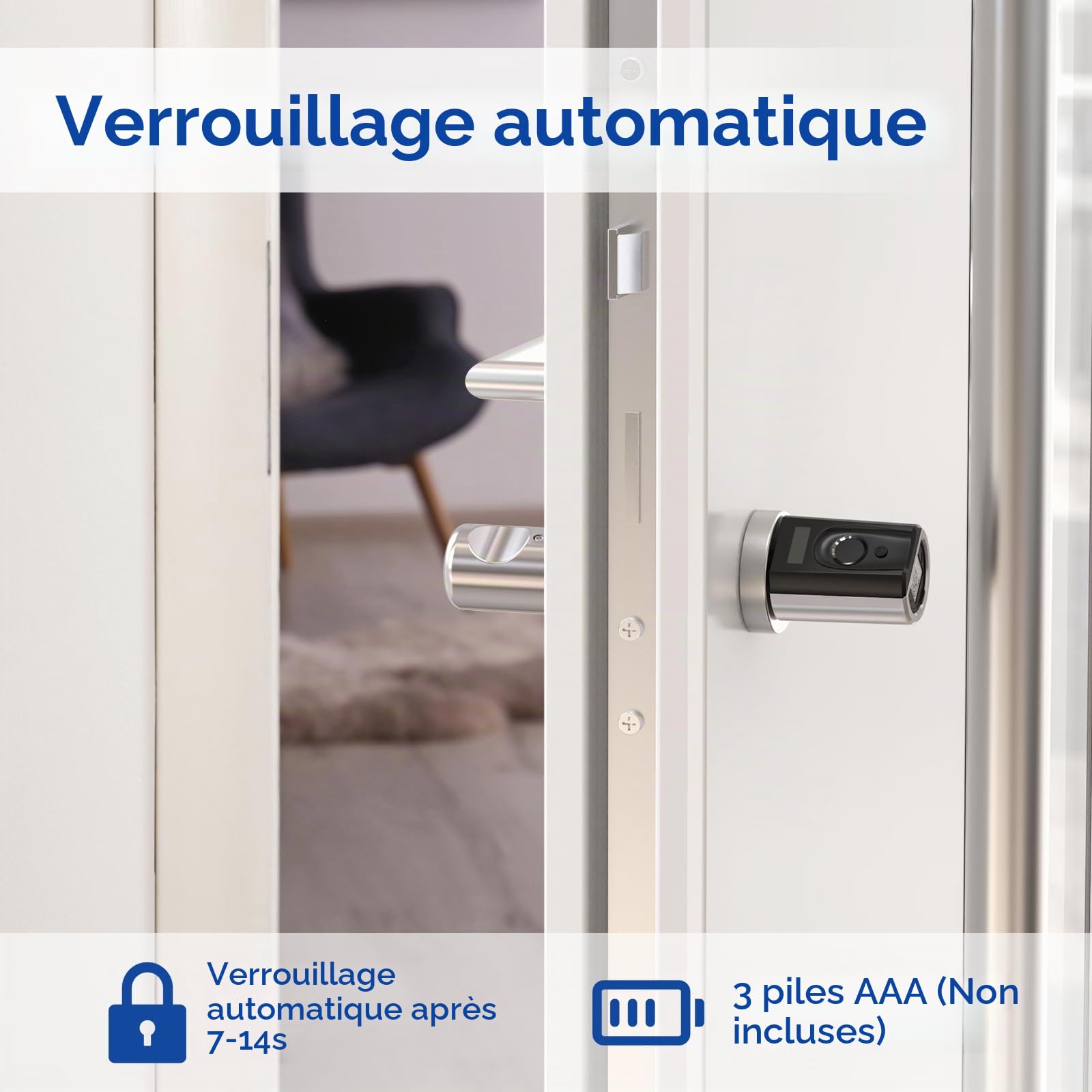 RUILON Touch41 Serrure Empreinte Digitale avec 1 WIFIBOX 3 Cartes RFID | 40x30 Serrure connectée biometrique, IP65, Commande à distance, Intelligente, Portes 50-100 mm, Chambre Maison Bureau